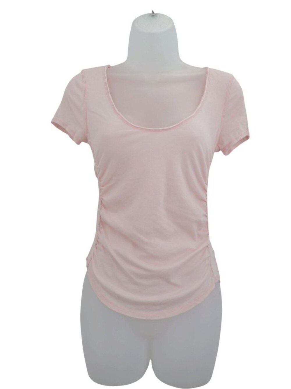 FreeโPeople Sonnet Pink Scoop Neck Ruched Side Short Sleeve Tee Top XS NWT
